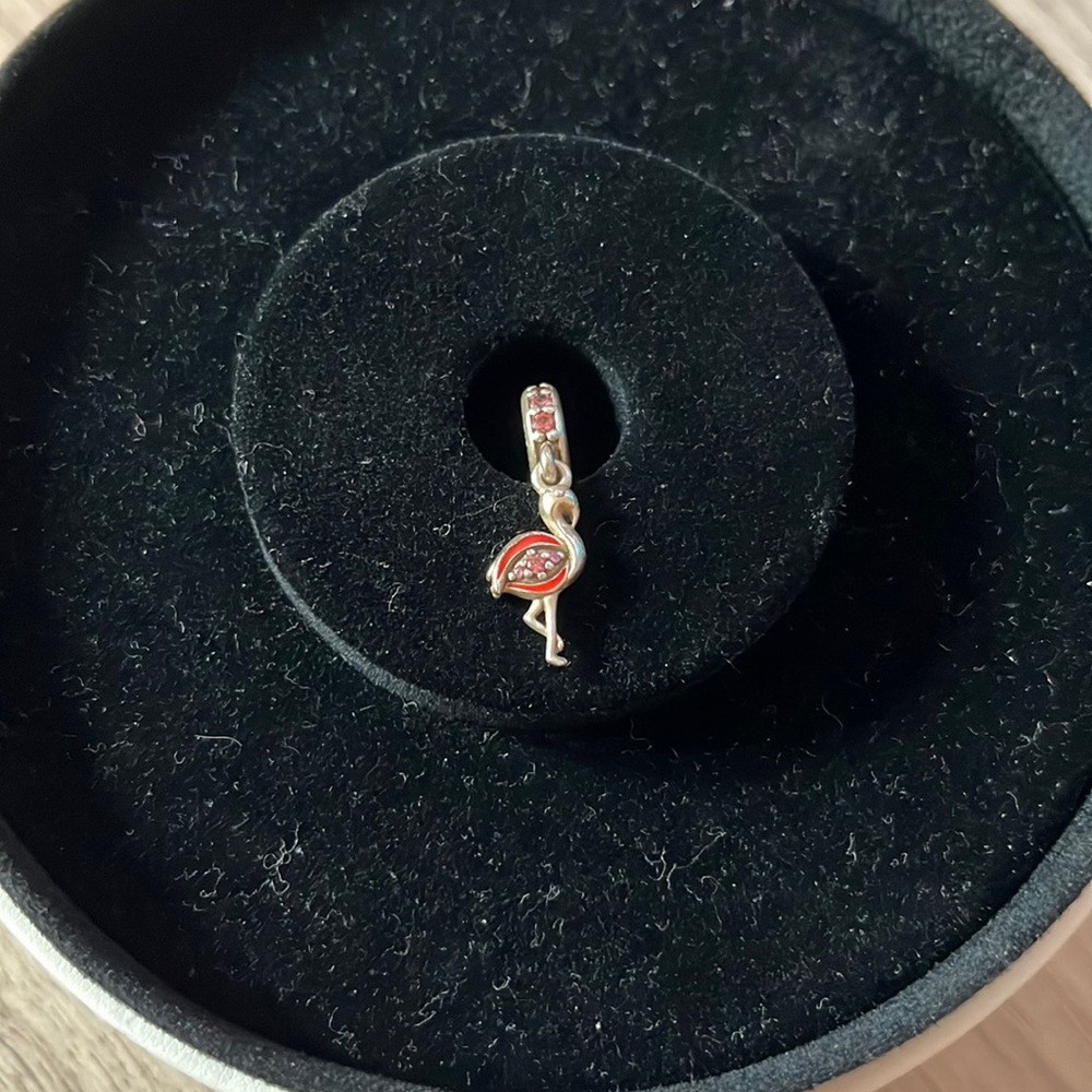 EUC Pandora 791294CZS Sterling Silver Flamingo Animal Dangle Bead - RETIRED